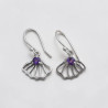 Petites boucles motif floral argent et Améthyste