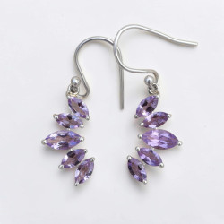 Boucles d'oreilles argent 5 pierres griffées Améthyste