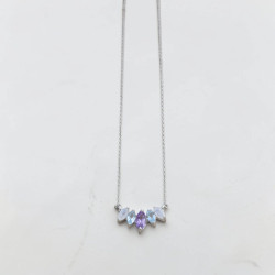 Collier argent pierres griffées Pierre de lune, Topaze et Améthyste
