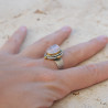 Bague en Quartz rose, argent et laiton. Bague tendance