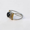 Bague Onyx noir ajourée argent et laiton T56