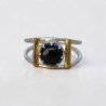 Bague Onyx noir ajourée argent et laiton T56
