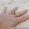 Bague Onyx noir ajourée argent et laiton T56