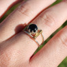 Bague Onyx noir ajourée argent et laiton T56