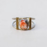 Bague Turquoise oyster ajourée argent et laiton T56