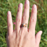 Bague Turquoise oyster ajourée argent et laiton T56