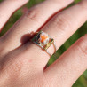 Bague Turquoise oyster ajourée argent et laiton T56