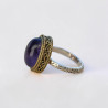 Bague romantique argent et laiton & pierre Améthyste T59
