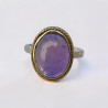 Bague romantique argent et laiton & pierre Améthyste T59