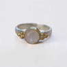 Bague fine argent et laiton & Quartz rose T57