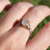 Bague fine argent et laiton & Quartz rose T57