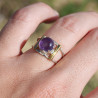 Bague Améthyste ajourée argent et laiton T51