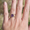 Bague Améthyste ajourée argent et laiton T51