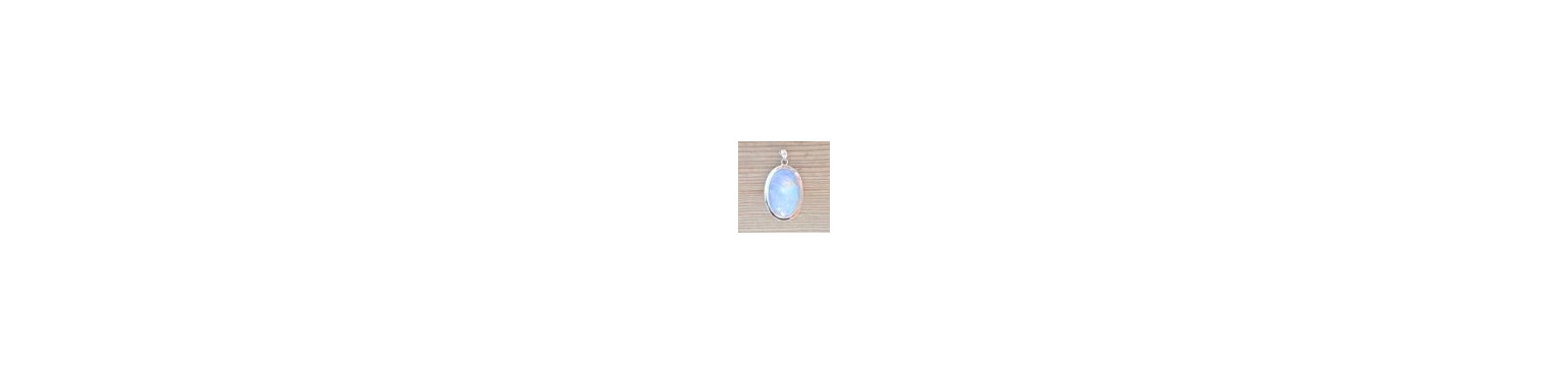 Pendentifs Pierre de Lune irisée et Argent 925