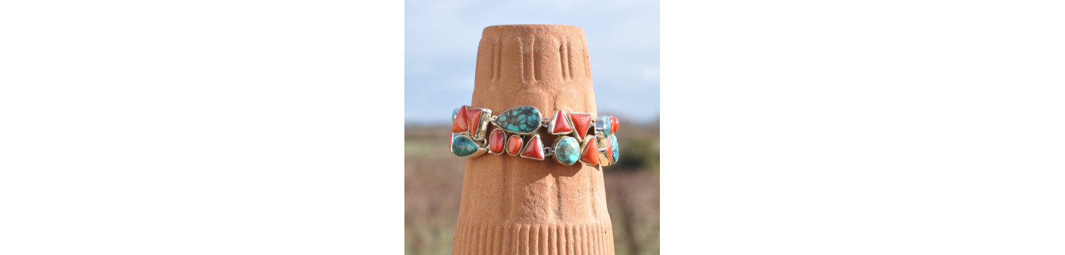 Bracelet unique en Turquoise et Argent Femme | Mysore Bijoux
