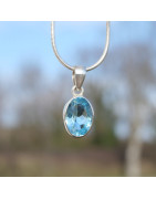 Pendentifs Topaze bleue et argent 925 | Mysore Bijoux